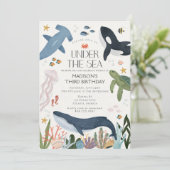 海の下のジェンダーニュートラル誕生日招待状 招待状 (スタンド正面)