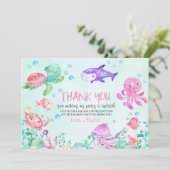 海の下のスプラッシュ誕生日お礼カード サンキューカード (スタンド正面)