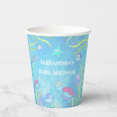 海の下のソフトブルー男の子のシャワー 紙コップ (正面)