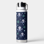 海の下のタコの子供のパターン ウォーターボトル (背面)