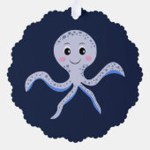 海の下のタコの子供のパターン オーナメントカード (裏面)