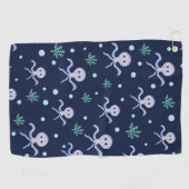 海の下のタコの子供のパターン ゴルフタオル (横)