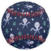 海の下のタコの子供のパターン ソフトボール (裏面)