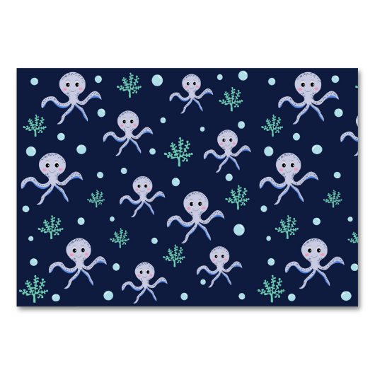 海の下のタコの子供のパターン テーブルナンバー (正面)