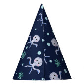 海の下のタコの子供のパターン パーティーハット (裏面)