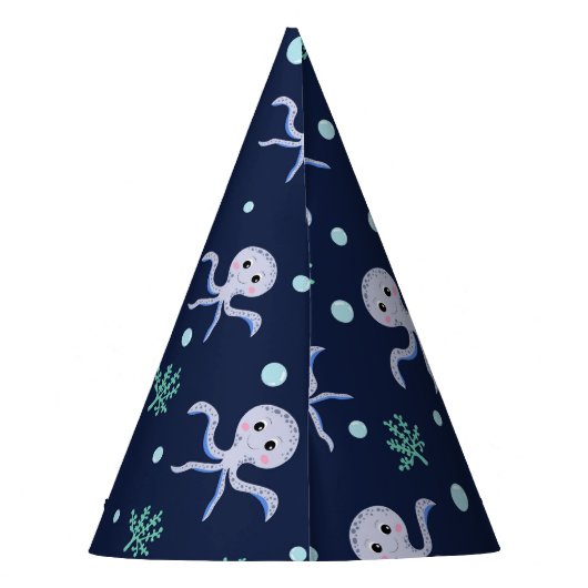 海の下のタコの子供のパターン パーティーハット (裏面)