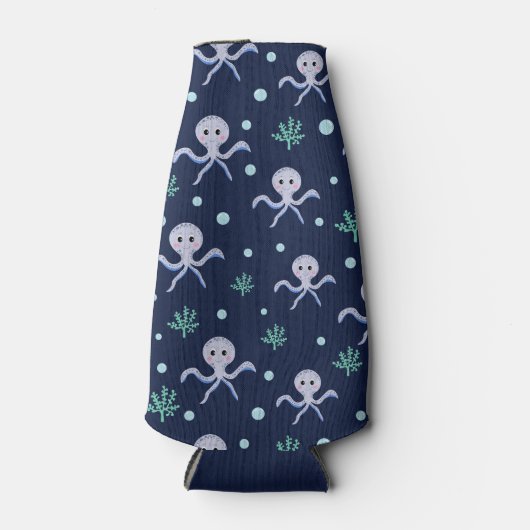 海の下のタコの子供のパターン ボトルクーラー (正面)