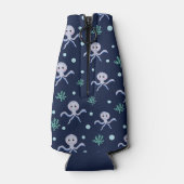 海の下のタコの子供のパターン ボトルクーラー (裏面)