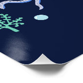 海の下のタコの子供のパターン ポスター (コーナー)