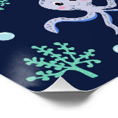 海の下のタコの子供のパターン ポスター (コーナー)