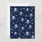 海の下のタコの子供のパターン ポストカード (正面/裏面)