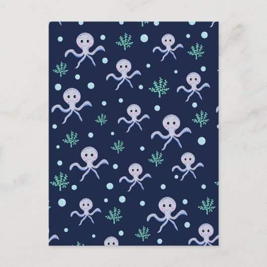 海の下のタコの子供のパターン ポストカード (正面)