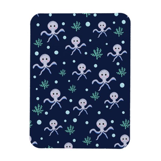 海の下のタコの子供のパターン マグネット (縦)