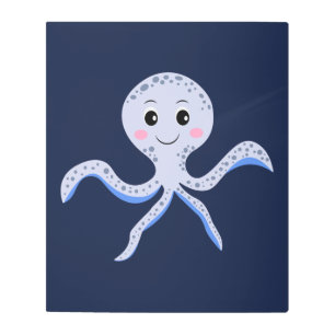 海の下のタコの子供のパターン メタルプリント