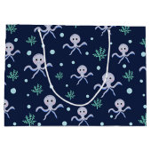 海の下のタコの子供のパターン ラージペーパーバッグ (裏面)