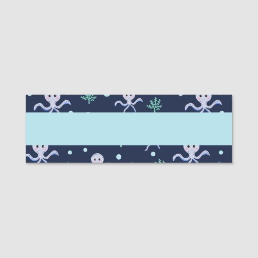 海の下のタコの子供のパターン 名札 (正面)