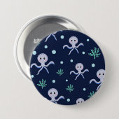 海の下のタコの子供のパターン 缶バッジ (正面&裏面)