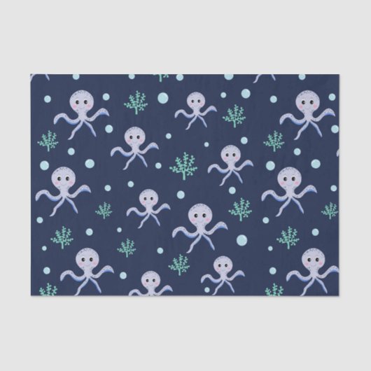 海の下のタコの子供のパターン 薄葉紙 (正面)