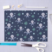 海の下のタコの子供のパターン 薄葉紙 (クラフト)