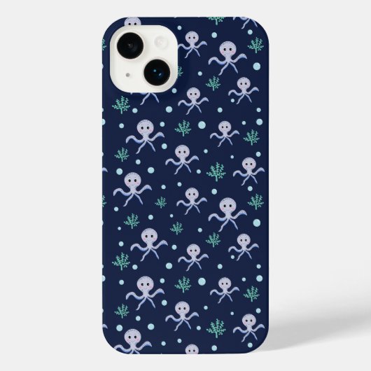 海の下のタコの子供のパターン iPhoneケース (裏面)