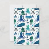 海の下のタコ海洋航海感謝 サンキューカード (裏面)