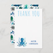 海の下のタコ海洋航海感謝 サンキューカード (正面/裏面)