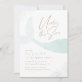 海の下のターコイズの人魚の女の子の誕生日 招待状 (正面)