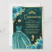 海の下のダークターコイズのマーメイドゴールドのキンセアニエラ 招待状 (正面)