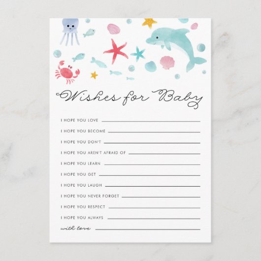 海の下のパステル赤ん坊のシャワーがベビーを願う エンクロージャーカード (正面)