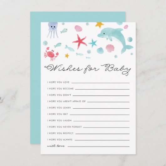 海の下のパステル赤ん坊のシャワーがベビーを願う エンクロージャーカード (正面/裏面)