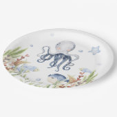 海の下のパーティーデコール、タコ誕生日 ペーパープレート (アングル)