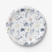 海の下のパーティー装飾、海動物 ペーパープレート (正面)