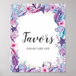 海の下のパープルピンクの誕生日シャワーフェイバーズ ポスター