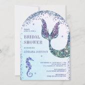 海の下のパープルマーメイドアーチ ブライダルシャワー 招待状 (正面)