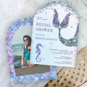 海の下のパープルマーメイドアーチ ブライダルシャワー 招待状