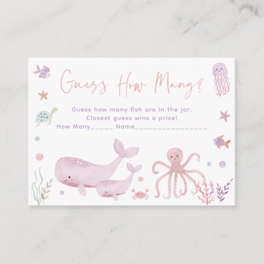 海の下のピンクのパステルどのようにゲームを推測 エンクロージャーカード (正面)