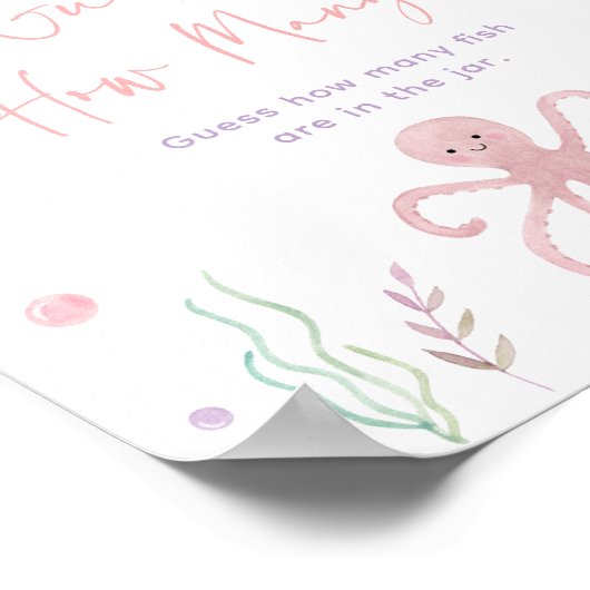 海の下のピンクのパステルゲーム数を推測 ポスター (角)