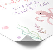 海の下のピンクのパステル赤ちゃんシャワーの好意のサイン ポスター (角)