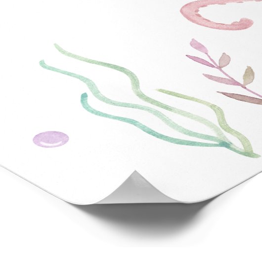 海の下のピンクのパステル赤ちゃんシャワーへようこそ ポスター (角)