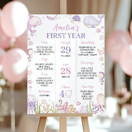 海の下のピンクの海動物パーティーの節目 ポスター