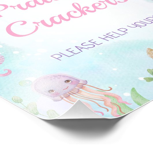 海の下のピンクホエールザシー誕生日標識 フォトプリント            (角)