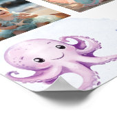 海の下のピンク誕生日写真マイルストーンサイン ポスター (角)