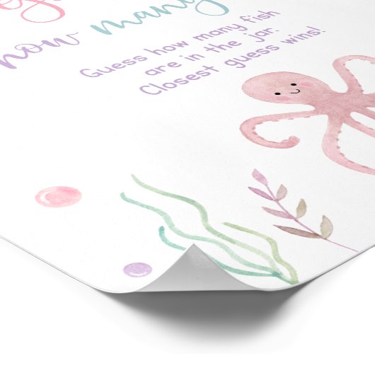 海の下のピンク誕生日推測ゲームの数 ポスター (角)