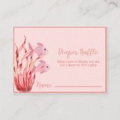 海の下のピンク赤ちゃんシャワーおむつラッフル エンクロージャーカード (正面)