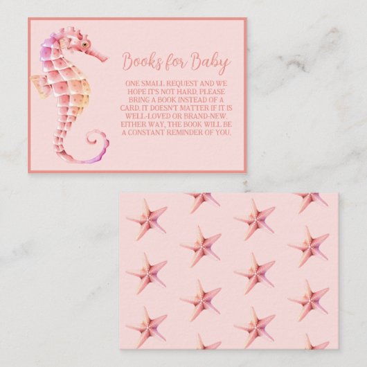 海の下のピンク赤ちゃんシャワー本ベビー エンクロージャーカード (正面/裏面)