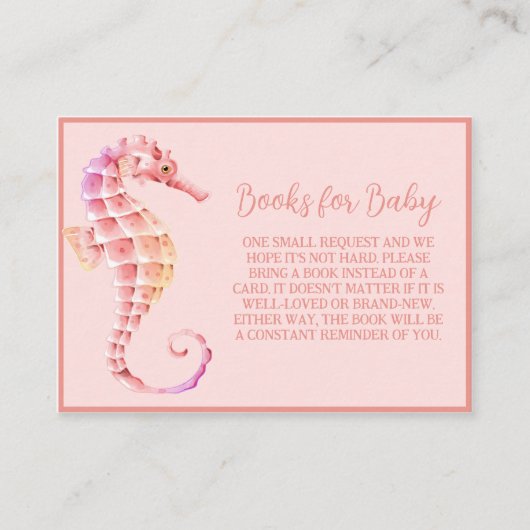 海の下のピンク赤ちゃんシャワー本ベビー エンクロージャーカード (正面)