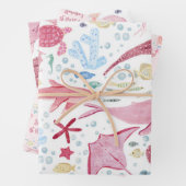 海の下のピンク1歳の誕生日 ラッピングペーパーシート (インサイチュ)