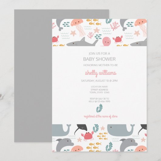 海の下のフレンズパターン招待状 招待状 (正面/裏面)