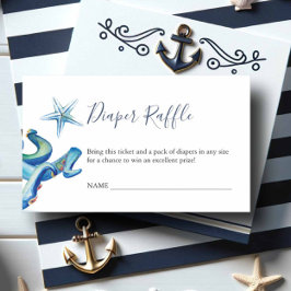 海の下のブルーおむつくじ招待状同封カード エンクロージャーカード