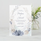 海の下のブルーウォーターカラー珊瑚貝殻ウェディング 招待状 (スタンド正面)